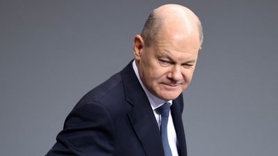 German Chancellor Olaf Scholz reacts inside the lower house of parliament Bundestag, on the day of a confidence vote called by Scholz to pave way for snap election, in Berlin, Germany. (REUTERS)