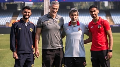 In ISL Matchweek 13, Punjab FC faces East Bengal FC for the first time. Both teams aim to secure crucial points after mixed recent performances, with Punjab's coach Panagiotis Dilberis (2nd left) emphasizing teamwork and motivation from past losses. (X/Punjab FC) In ISL Matchweek 13, Punjab FC faces East Bengal FC for the first time. Both teams aim to secure crucial points after mixed recent performances, with Punjab's coach Panagiotis Dilberis (2nd left) emphasizing teamwork and motivation from past losses. (X/Punjab FC)