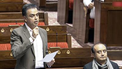 Shiv Sena member Milind Deora, while listing out the Modi government’s achievements, including abrogation of Article 370 which gave special status to the erstwhile state of Jammu and Kashmir (J&K), took a veiled swipe at the Congress, alleging the party lacked “internal democracy”. (ANI) Shiv Sena member Milind Deora, while listing out the Modi government’s achievements, including abrogation of Article 370 which gave special status to the erstwhile state of Jammu and Kashmir (J&K), took a veiled swipe at the Congress, alleging the party lacked “internal democracy”. (ANI)