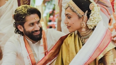 Sobhita Dhulipala and Naga Chaitanya shared their official wedding pictures on Instagram. Sobhita Dhulipala and Naga Chaitanya shared their official wedding pictures on Instagram.