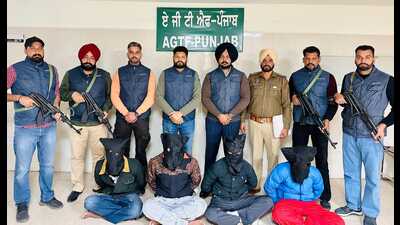 The four gang members were arrested near Focal Point, Mohali, along with the weapons used in the crime. (HT) The four gang members were arrested near Focal Point, Mohali, along with the weapons used in the crime. (HT)