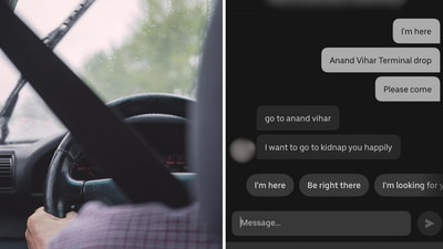 A screenshot shared along with the post showed the brief conversation between the rider and the cab driver. (Reddit/kushpyro1) A screenshot shared along with the post showed the brief conversation between the rider and the cab driver. (Reddit/kushpyro1)