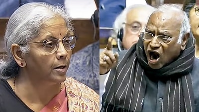 Union finance minister Nirmala Sitharaman and Congress chief Mallikarjun Kharge were speaking during the Constitution debate in Rajya Sabha. (PTI) Union finance minister Nirmala Sitharaman and Congress chief Mallikarjun Kharge were speaking during the Constitution debate in Rajya Sabha. (PTI)