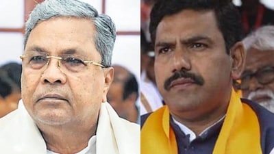 Karnataka Chief Minister Siddaramaiah (L), BJP leader BY Vijayendra (R) Karnataka Chief Minister Siddaramaiah (L), BJP leader BY Vijayendra (R)