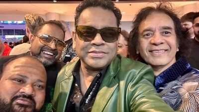 Zakir Hussain posed with AR Rahman and Shankar Mahadevan. Zakir Hussain posed with AR Rahman and Shankar Mahadevan.