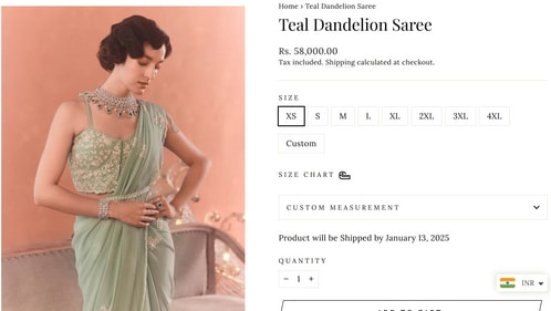 Kangana Ranaut's saree comes with a price tag of ₹58,000. (www.lovesummer.in) Kangana Ranaut's saree comes with a price tag of ₹58,000. (www.lovesummer.in)