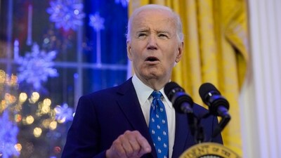 President Joe Biden speaks during a Hanukkah reception in the East Room of the White House in Washington, Monday, Dec. 16, 2024. AP/PTI(AP12_17_2024_000020B) (AP) President Joe Biden speaks during a Hanukkah reception in the East Room of the White House in Washington, Monday, Dec. 16, 2024. AP/PTI(AP12_17_2024_000020B) (AP)