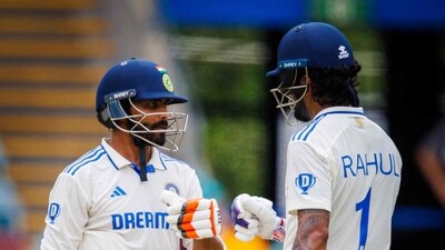 India's Ravindra Jadeja and KL Rahul shared a 67-run partnership for the sixth wicket to stabilise the Indian innings after they lost early wicket of Rohit Sharma on Day 4. (AFP) India's Ravindra Jadeja and KL Rahul shared a 67-run partnership for the sixth wicket to stabilise the Indian innings after they lost early wicket of Rohit Sharma on Day 4. (AFP)