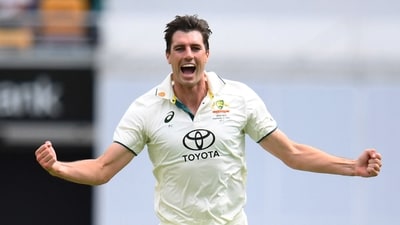 Australia's Pat Cummins celebrates (AAP Image via REUTERS)