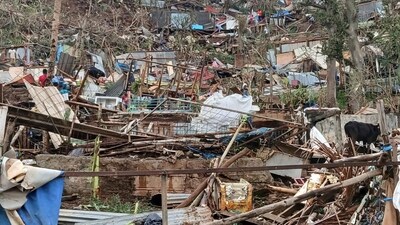 A devastated hill on the French territory of Mayotte in the Indian Ocean, after Cyclone Chido caused extensive damage. (AP) A devastated hill on the French territory of Mayotte in the Indian Ocean, after Cyclone Chido caused extensive damage. (AP)