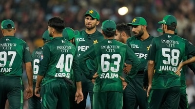 Pakistan's players wait for a decision during the second T20 International cricket match between South Africa and Pakistan. (AP Photo/Themba Hadebe) (AP) Pakistan's players wait for a decision during the second T20 International cricket match between South Africa and Pakistan. (AP Photo/Themba Hadebe) (AP)