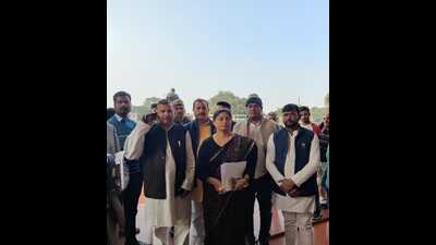 The controversy erupted after Patel staged a protest at the U.P. legislature on Monday (Sourced) The controversy erupted after Patel staged a protest at the U.P. legislature on Monday (Sourced)