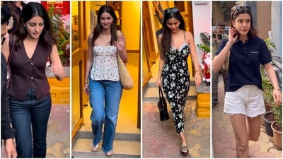 Suhana, Ananya, Shanaya, and Navya dazzle in stylish outfits. (Instagram) Suhana, Ananya, Shanaya, and Navya dazzle in stylish outfits. (Instagram)