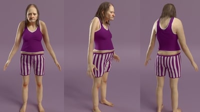 Hannah is a 45-year-old British woman from the future who suffer from chronic back pain, thinning hair and sagging skin. (BensonsforBeds)