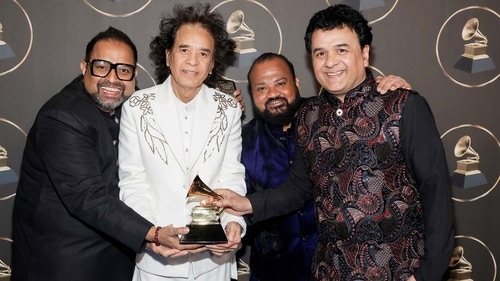 The band Shakti after the Grammy Awards win earlier this year The band Shakti after the Grammy Awards win earlier this year