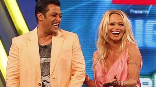 Pamela Anderson with host Salman Khan in Bigg Boss season 4.