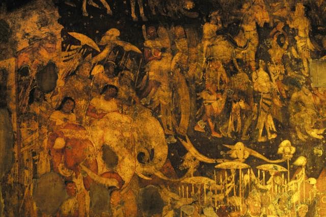 Inside the Ajanta caves: The oldest Buddhist paintings in the world. (Shutterstock) Inside the Ajanta caves: The oldest Buddhist paintings in the world. (Shutterstock)