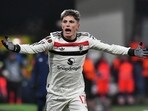 Manchester United's Argentinian midfielder #17 Alejandro Garnacho reacts during the UEFA Europa League football match between Viktoria Plzen and Manchester United
