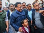 Former Delhi CM and AAP national convener Arvind Kejriwal with supporters during his padyatra in Badarpur area ahead of the Delhi Assembly elections, in New Delhi. Former Delhi CM and AAP national convener Arvind Kejriwal with supporters during his padyatra in Badarpur area ahead of the Delhi Assembly elections, in New Delhi.