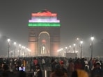 Smog seen engulfed in the late hours of the day amid increase in pollution levels at Kartavya Path in New Delhi, India, on Monday, December 16, 2024.  