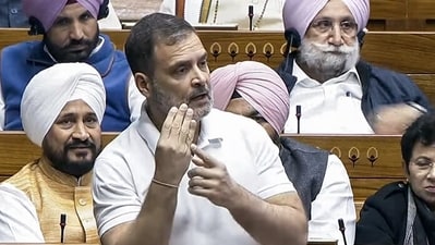 Lok Sabha LoP Rahul Gandhi speaks in the House during the Winter Session of the Parliament, in New Delhi on Saturday. (ANI) Lok Sabha LoP Rahul Gandhi speaks in the House during the Winter Session of the Parliament, in New Delhi on Saturday. (ANI)