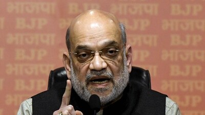 Union home minister Amit Shah addresses a press conference at BJP HQ in New Delhi. (ANI) Union home minister Amit Shah addresses a press conference at BJP HQ in New Delhi. (ANI)