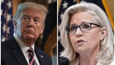 Donald Trump went after Liz Cheney after the House Republicans singled her out in a report released Tuesday, pushing for her to be criminally investigated over her work in the Jan 6 probe (AP ) Donald Trump went after Liz Cheney after the House Republicans singled her out in a report released Tuesday, pushing for her to be criminally investigated over her work in the Jan 6 probe (AP )