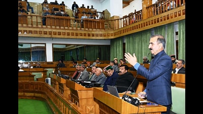 Himachal Pradesh chief minister Sukhvinder Singh Sukhu speaking on the first day of winter assembly session in Shimla on Wednesday. (ANI) Himachal Pradesh chief minister Sukhvinder Singh Sukhu speaking on the first day of winter assembly session in Shimla on Wednesday. (ANI)
