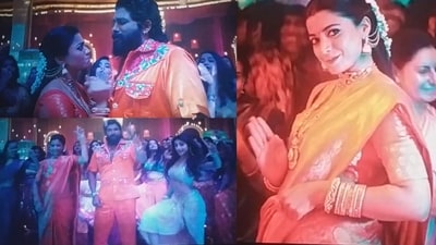 Allu Arjun, Sreeleela and Rashmika Mandanna in Pushpa 2 song Kissik Allu Arjun, Sreeleela and Rashmika Mandanna in Pushpa 2 song Kissik