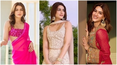 Kriti Sanon wore three stunning looks to Kabir Bahia's family wedding. Kriti Sanon wore three stunning looks to Kabir Bahia's family wedding.