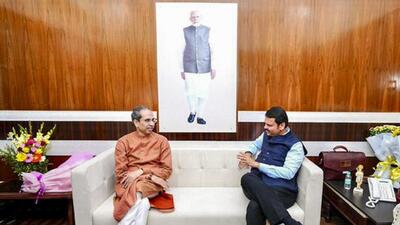 Nagpur: Maharashtra Chief Minister Devendra Fadnavis with Shiv Sena (UBT) chief Uddhav Thackeray in a meeting during the Winter session of the State Assembly, at Vidhan Bhavan in Nagpur, Tuesday, Dec. 17, 2024. (PTI Photo)(PTI12_17_2024_000445B) (PTI) Nagpur: Maharashtra Chief Minister Devendra Fadnavis with Shiv Sena (UBT) chief Uddhav Thackeray in a meeting during the Winter session of the State Assembly, at Vidhan Bhavan in Nagpur, Tuesday, Dec. 17, 2024. (PTI Photo)(PTI12_17_2024_000445B) (PTI)