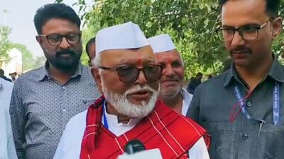 Nashik, Nov 20 (ANI): Nationalist Congress Party (NCP) leader Chhagan Bhujbal speaks to the media after casting his vote for the Maharashtra Assembly elections, in Nashik on Wednesday. (ANI Photo) (ANI)