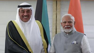 Prime Minister Narendra Modi with Crown Prince of Kuwait Sheikh Sabah Khaled Al-Hamad Al-Mubarak Al-Sabah meeting on the sidelines of the UN General Assembly on September 22. (PTI File Photo/Via PMO) Prime Minister Narendra Modi with Crown Prince of Kuwait Sheikh Sabah Khaled Al-Hamad Al-Mubarak Al-Sabah meeting on the sidelines of the UN General Assembly on September 22. (PTI File Photo/Via PMO)