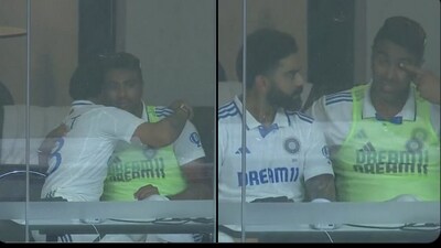 Virat Kohli hugs an emotional Ravichandran Ashwin Virat Kohli hugs an emotional Ravichandran Ashwin