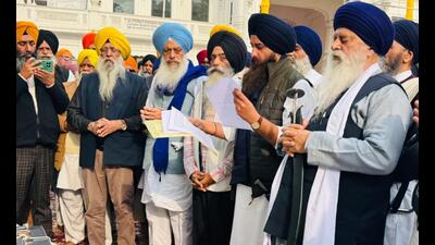 The Sikh organisations also lodged their protest against the SGPC executive committee resolution that has urged Akal Takht to excommunicate Narain Singh Chaura. (HT Photo)