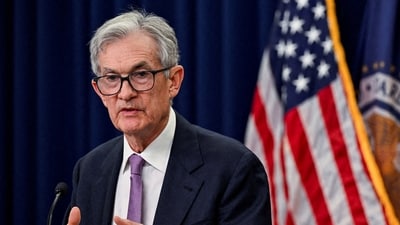 U.S. Federal Reserve Chair Jerome Powell speaks during a press conference following a two-day meeting of the Federal Open Market Committee on interest rate policy in Washington. (File) (REUTERS)