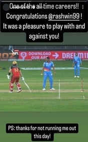 Aaron Finch posted a farewell message for R Ashwin. (Instagram Image) Aaron Finch posted a farewell message for R Ashwin. (Instagram Image)