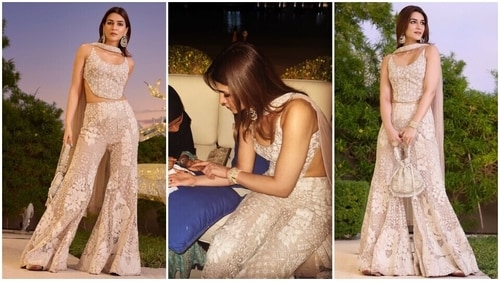 Kriti Sanon looks stunning in an ivory ensemble. Kriti Sanon looks stunning in an ivory ensemble.