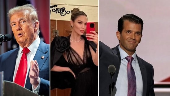 Don Jr and new GF Bettina Anderson recently visited Mar-a-Lago, greeted by Donald Trump. (Photo credit: ALLISON ROBBERT/Pool via REUTERS/File Photo (via REUTERS), Bettina Anderson/Instagram, Reuters File Photo)