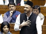 Samajwadi Party (SP) MP Zia Ur Rehman Barq speaks in the Lok Sabha during the Winter Session of Parliament, in New Delhi on Saturday. Samajwadi Party (SP) MP Zia Ur Rehman Barq speaks in the Lok Sabha during the Winter Session of Parliament, in New Delhi on Saturday.