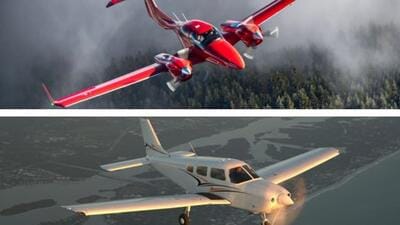 (Top) The DA42 twin-engine aircraft by Diamond Aircraft; (bottom) the Archer DX single-engine aircraft by Piper Aircraft. (Air India)