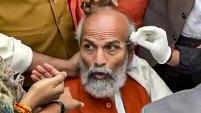 BJP MP Pratap Chandra Sarangi was injured after altercation between India Bloc and NDA MPs. (PTI photo) BJP MP Pratap Chandra Sarangi was injured after altercation between India Bloc and NDA MPs. (PTI photo)