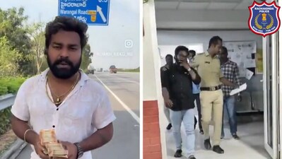 A content creator was arrested after throwing  ₹20,000 in a bush. (X/@RachakondaCop)