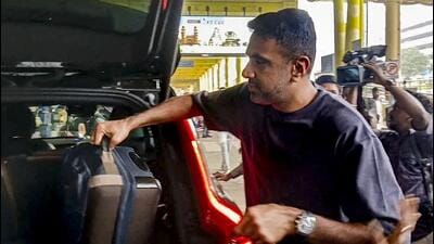 Ravichandran Ashwin upon his arrival at the Chennai Airport on Thursday. (PTI)