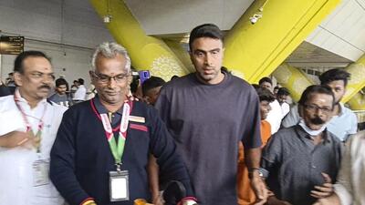Ravichandran Ashwin upon his arrival at the Chennai airport on Thursday. (PTI)