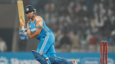 Richa Ghosh in action against West Indies in Navi Mumbai on Thursday. (PTI) Richa Ghosh in action against West Indies in Navi Mumbai on Thursday. (PTI)