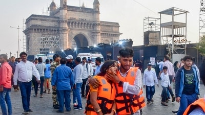 Passengers after being rescued in a joint operation by the Indian Navy and Indian Coast Guard after a ferry capsized off Mumbai coast. (PTI) Passengers after being rescued in a joint operation by the Indian Navy and Indian Coast Guard after a ferry capsized off Mumbai coast. (PTI)