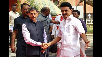 Tamil Nadu Governor RN with chief minister MK Stalin. (ANI PHOTO) Tamil Nadu Governor RN with chief minister MK Stalin. (ANI PHOTO)