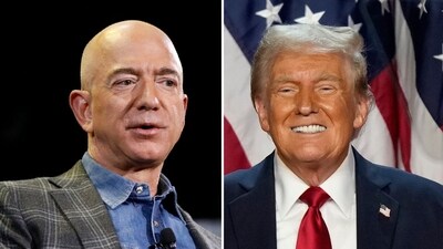 Jeff Bezos seen going to Mar-a-Lago with fiancée for dinner with Donald Trump (AP Photo/John Locher, File, AP Photo/Alex Brandon, File) Jeff Bezos seen going to Mar-a-Lago with fiancée for dinner with Donald Trump (AP Photo/John Locher, File, AP Photo/Alex Brandon, File)
