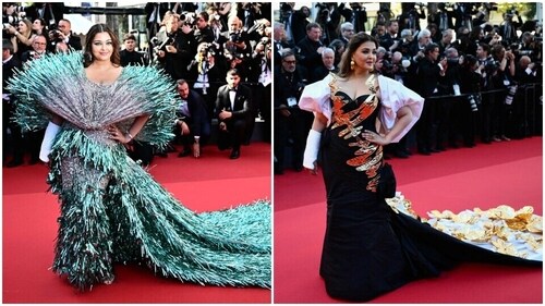 Aishwarya Rai wore two Falguni Shane Peacock gowns to the Cannes Film Festival. Aishwarya Rai wore two Falguni Shane Peacock gowns to the Cannes Film Festival.